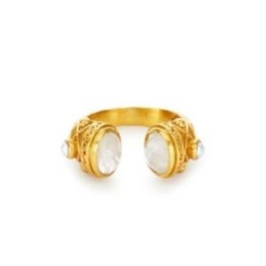 Designer Julie Vos 24K Gold Plated Pearl Ring 5.5